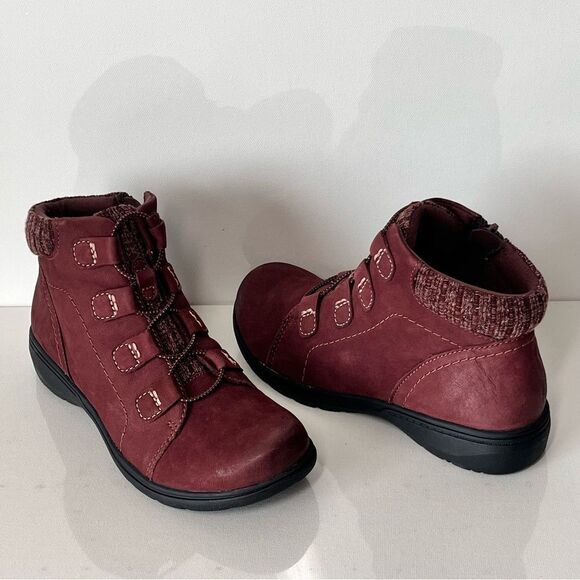 Clarks Collection Carleigh Jade Leather & Knit Ankle Boots - Picture 2 of 5